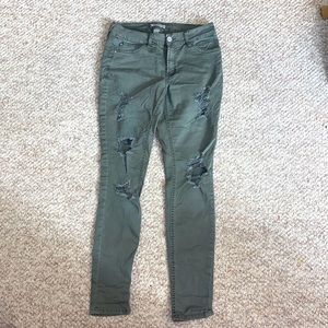 Forest Green Ripped Jeans